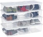 Schuhboxen Kunststoff, 12er Set, Stapelbar, Durchsichtige Aufbewahrungsboxen Mit