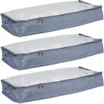 Unterbettkommode, 3er Set, Stoff, Hxbxt: 14x100x45 Cm, Mit Sichtfenster, Unterbettbox