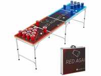 Beer Pong Tisch Red vs. Blue mit Beleuchtung - Bier Trinkspiel Set Becher Bälle -