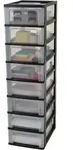 Iris Ohyama - Kunststoff Schubladenbox Mit 8 Flachen Schubladen, Schwarz,