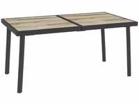 Outdoor Tisch für 6 Personen, Holzoptik, Metallrahmen, wetterfest, 145 x 85 x 72 cm,