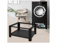 Waschmaschinen Untergestell mit Ablage, 63x54 cm, Schwarz, aus Stahl, bis 150kg,