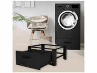 Waschmaschinen Untergestell mit Schublade, 63x54 cm, Schwarz, aus Stahl, bis...