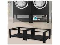 Doppel Waschmaschinen Untergestell, 128x54 cm, Schwarz, aus Stahl, bis 150kg,...