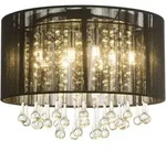Led Decken H&auml;nge Leuchte Glas Kristall Wohn Zimmer Pendel Lampe Seide Schwarz Globo