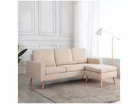 Bonnevie - 3-Sitzer-Sofa,Sofas gerade mit Hocker Creme Stoff vidaXL904182
