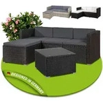 Polyrattan Lounge Punta Cana M &ndash; Sitzgruppe F&uuml;r 3-4 Personen &ndash; Schwarz / Grau