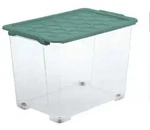 Aufbewahrungsbox Evo Safe Mit Rollen Und Deckel 65 L Mistletoe Gr&uuml;n Boxen - Rotho