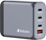 Verbatim - Usb-ladeger&auml;t 32202, 100w, 1x Usb-a Qc, 3x Usb-c Pd, Grau