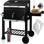 Grill Grillwagen Bbq Smoker Xl Holzkohlegrill Mit Deckel, R&auml;dern, Edelstahl-griff,