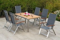 Ferrara Set 7tlg 6 Sessel Tisch 150x90cm
