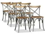 Vidaxl - Esszimmerst&uuml;hle 6 Stk. Mangoholz Massiv Und Stahl-kreuzlehne