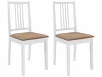 Esszimmerstühle mit Polstern 2 Stk. Weiß Massivholz vidaXL396657