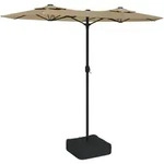 Doppel-sonnenschirm Mit Led-leuchten Taupe 316x145 Cm Vidaxl