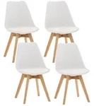 Clp - 4er Set Esszimmerstuhl Linares Wei&szlig; Kunststoff