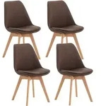 4er Set Esszimmerst&uuml;hle Linares Braun Stoff
