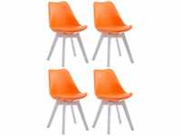4er Set Besucherstühle Borneo Kunstleder orange weiß