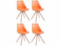 4er Set Stühle Toulouse Kunstleder Rund orange natura