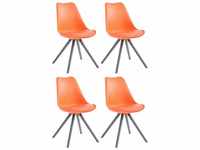 CLP - 4er Set Stühle Toulouse Kunstleder Rund orange grau