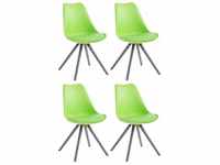 4er Set Stühle Toulouse Kunstleder Rund grün grau