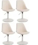 Clp - 4er Set Esszimmerst&uuml;hle Maverick Kunstleder Creme Wei&szlig;