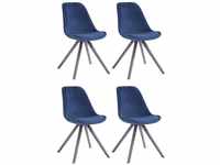 4er Set Stühle Toulouse Samt Rund blau grau