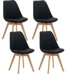 Clp - 4er Set Esszimmerstuhl Linares Schwarz Stoff