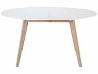 Tisch ausziehbar oval Weiß und helles Holz L150-200 leena - Weiß