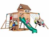 Montpelier Spielturm aus Holz Stelzenhaus für Kinder mit Rutsche, Schaukel,