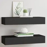 Wandregale Mit Schubladen 2 Stk. Schwarz 60x23,5x10 Cm Mdf Vidaxl