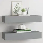 Wandregale Mit Schubladen 2 Stk. Grau 60x23,5x10 Cm Mdf - Vidaxl