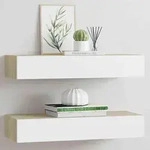 Wandregale Mit Schubladen 2 Stk. Eichen-optik Wei&szlig; 60x23,5x10cm - Vidaxl