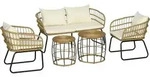 5 Tlg. Rattan Gartenm&ouml;bel-set, Sitzgruppe Mit Kissen, Gartengarnitur Mit 2