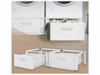 Doppel Waschmaschinen Untergestell, 128x53,5x31,5 cm, Weiß, aus Stahl, inkl. 2