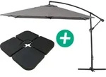 Ampelschirm Aus Alu "ilios 3" - Viereckig - 3 X 3 M - Grau - Platten Inbegriffen