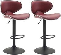 Clp - 2er Set Barhocker Las Vegas Kunstleder Bordeauxrot Schwarz