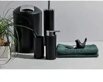 Badezimmer Set Calvo Schwarz Matt, 4-teilig, Aus Kunststoff, Schwarz, Kunststoff