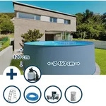 Stahlwandpool Set (7-teilig) Hoch Rund 450 X 120 Cm, Stahl 0,4 Mm Anthrazit...