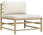 Garten-mittelsofa Mit Kissen Cremewei&szlig; Bambus - Vidaxl