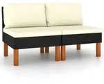 Mittelsofas 2 Stk. Poly Rattan Und Eukalyptus Massivholz - Vidaxl