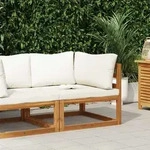 Modular-ecksofa Mit Cremewei&szlig;en Kissen Akazie Massivholz - Vidaxl