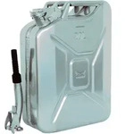 Metallkanister Silber 20 Liter Inkl. Ausgie&szlig;er + Halter Benzin Diesel
