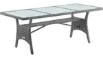 Polyrattan Gartentisch 190x90x74cm Mit Ablage Glas Tischplatte H&ouml;henverstellbar