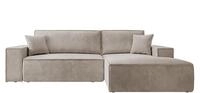 Farese Ecksofa Mit Schlaffunktion Und Bettkasten, Ottomane Rechts, Cordbezug In Beige