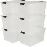 Aufbewahrungsbox Mit Deckel, 45l, 6er-set, Transparent, Schnappverschl&uuml;sse Mit