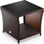 Polyrattan Beistelltisch Mit Wpc Tischplatte 45x45x40cm 80kg Belastbarkeit Wetterfest