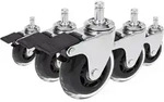 5x Hartbodenrollen Rolo Skate 11mm / 75 Mm B&uuml;ro-stuhl-rollen Inkl. Bremse Chrom