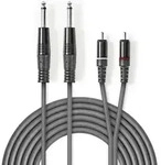 Stereoljudkabel 2x 635 Mm Hane 2x Rca Hane Nickelplaterad 500 M Rund Morkgra