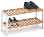 Zeller - Schuhregal M. 2 Ablagen, Regal Aus Bambus Und Metall, Kompakter Schuhschrank