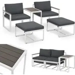 Gartenm&ouml;bel Sofa Set 5-teilig Bari Mit Tisch & Polster - Metall Gartenlounge -